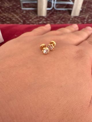 Pendientes Oro 18k Niña Flor Circonita