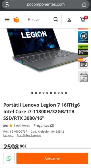 Lenovo Legion 7 RTX 3080 i7 32GB RAM