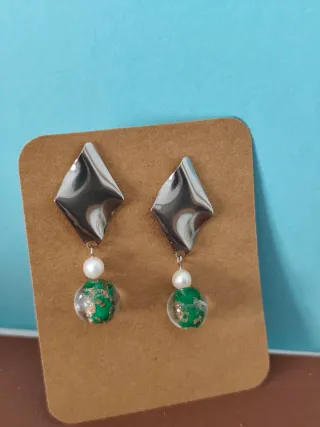 Lote 5 pares pendientes Murano y perla natural