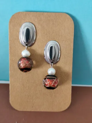 Lote 5 pares pendientes Murano y perla natural