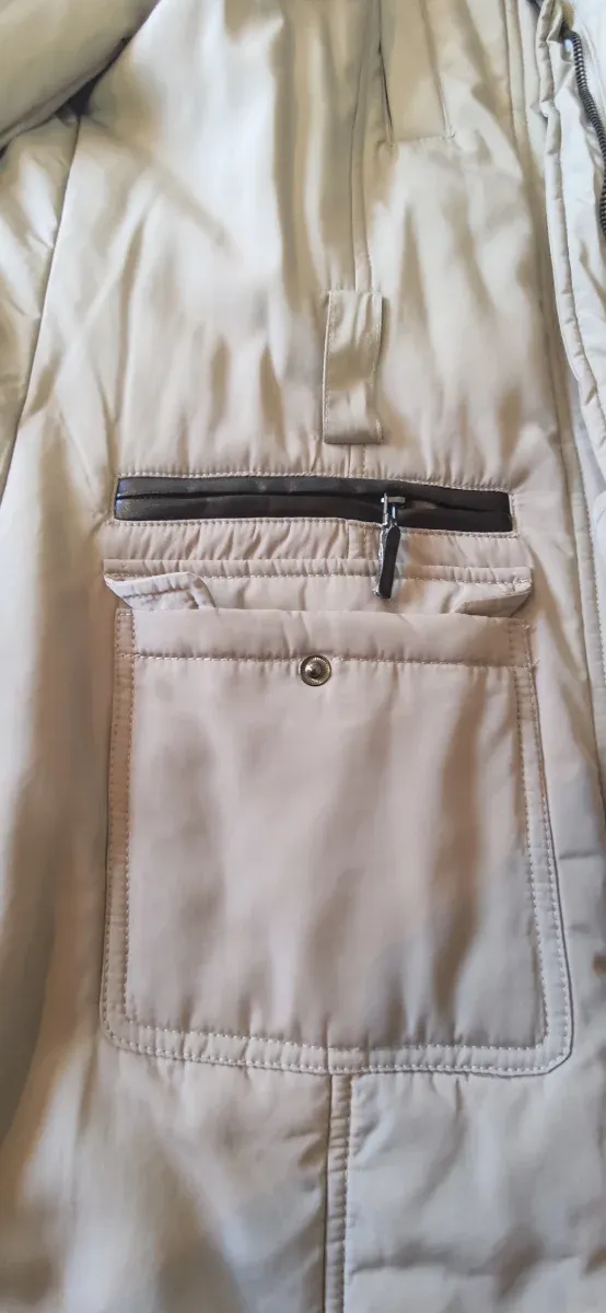 Chaquetón señora beige/gris
