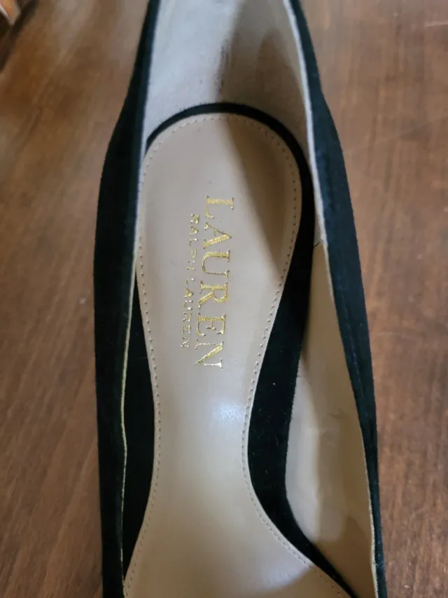 Zapatos tacón terciopelo negro Ralph Lauren