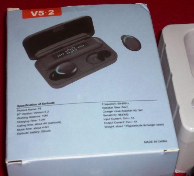 Auriculares F9 TWS Bluetooth 5.2