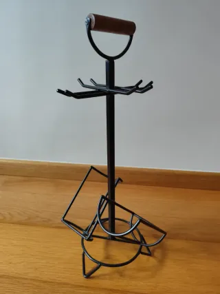 Botellero metalico con asa madera