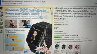 Reloj Inteligente 4G Niño JoJoego Negro