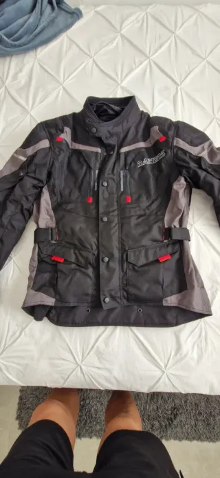 Chaqueta de moto negra y gris XL