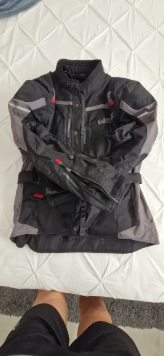 Chaqueta de moto negra y gris XL