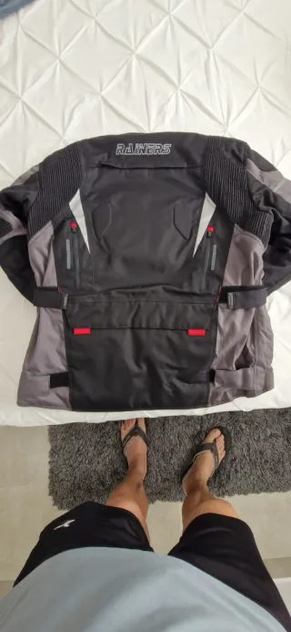 Chaqueta de moto negra y gris XL
