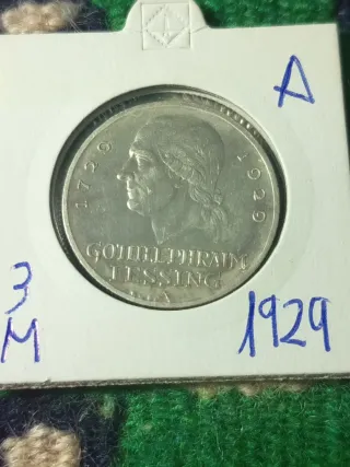 Moneda Alemana 1929 Lessing