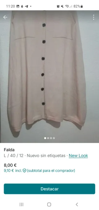 Falda beige botones talla única