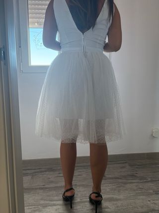 Vestido corto blanco boda civil hecho a mano
