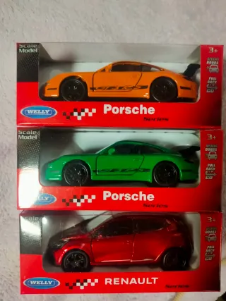 3 Maquetas Welly Porsche y Renault