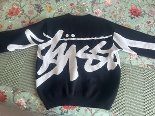 Jersey Stussy Negro Logo Blanco