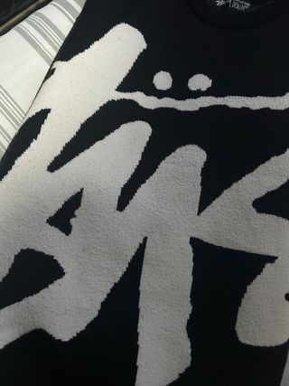 Jersey Stussy Negro Logo Blanco