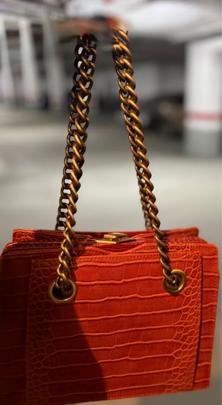 Bolso naranja piel cocodrilo