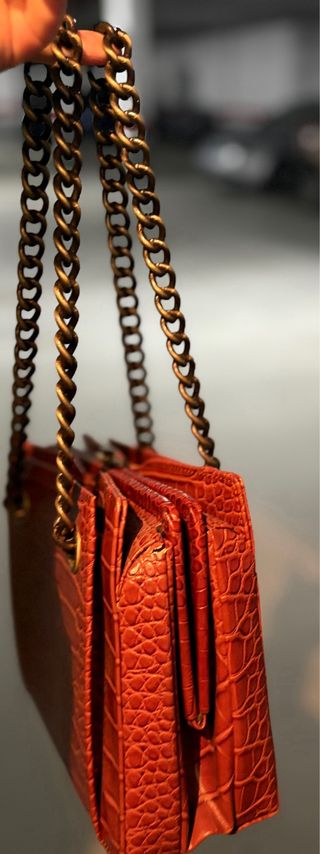 Bolso naranja piel cocodrilo