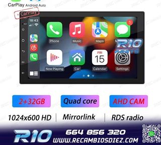 RADIO 9" GPS ANDROID 13 2DIN TÁCTIL BLUETOOTH USB SD