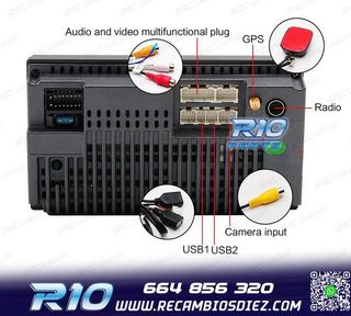 RADIO 9" GPS ANDROID 13 2DIN TÁCTIL BLUETOOTH USB SD