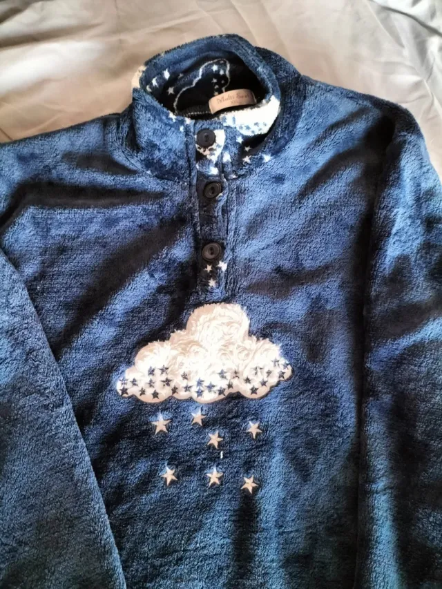 Pijama mujer invierno felpa azul, nuevo