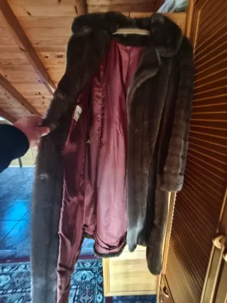 Abrigo de piel sintética marrón mujer