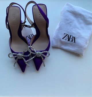 Zapatos Zara Morados con Lazo Brillante