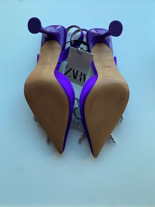 Zapatos Zara Morados con Lazo Brillante