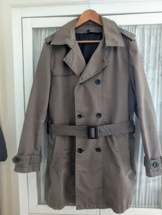 Trench Gabardina vintage Zara hombre verde militar