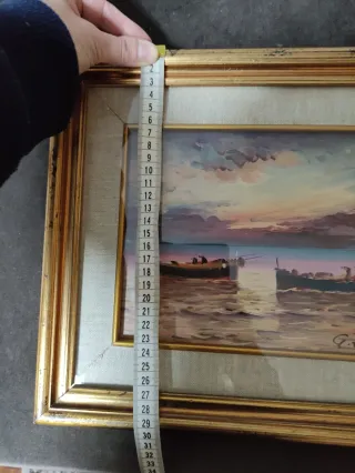 Coppia quadri antichi dipinti tramonti sul mare