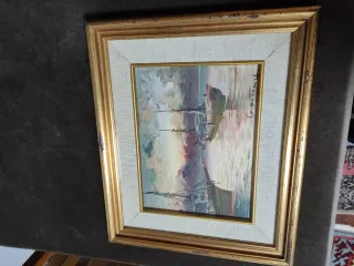 Coppia quadri antichi dipinti tramonti sul mare