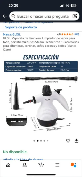 Vaporeta GLOIL 1050W 350ml