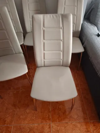 Juego de 6 sillas de comedor beige