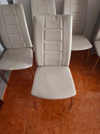 Juego de 6 sillas de comedor beige