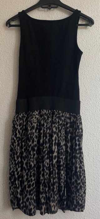 Vestido combinado leopardo negro multicolor
