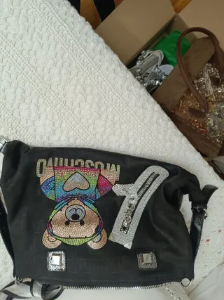 Bolso Moschino Negro Oso Multicolor Grande