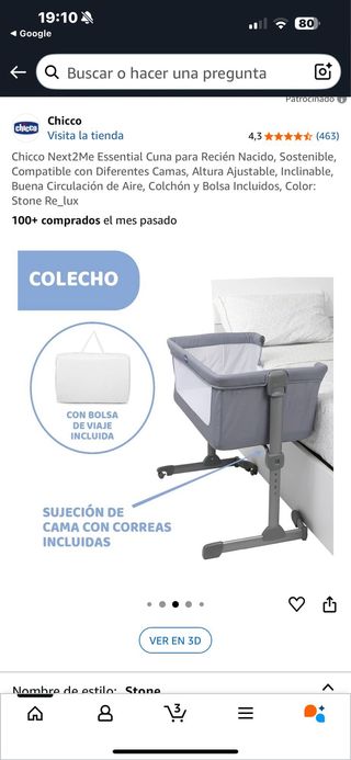 Minicuna Colecho Chicco Next 2 Me Stone