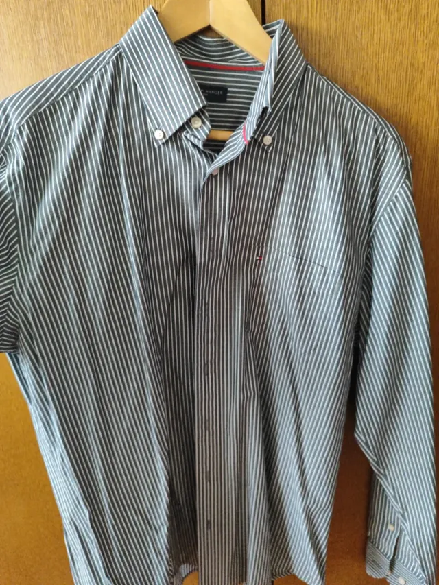 Camisa Tommy Hilfiger Talla L Rayas Grises