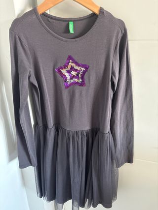 Vestido Benetton estrella lentejuelas tul 8-10 año