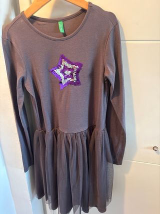 Vestido Benetton estrella lentejuelas tul 8-10 año