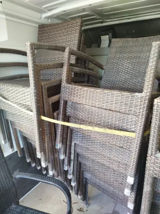 Sedie da terrazzo/giardino in rattan marrone e grigio