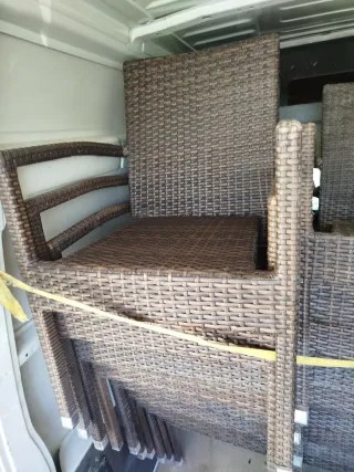 Sedie da terrazzo/giardino in rattan marrone e grigio