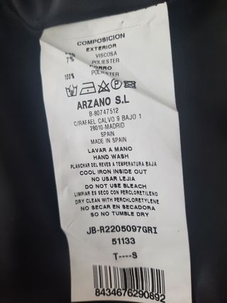 Americana 3/4 mujer gris, s/m