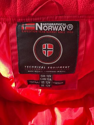 Parka niña Geographical Norway Roja  Talla 12 años