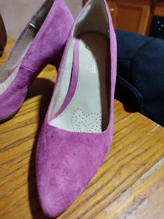 Zapatos tacón terciopelo rosa/morado
