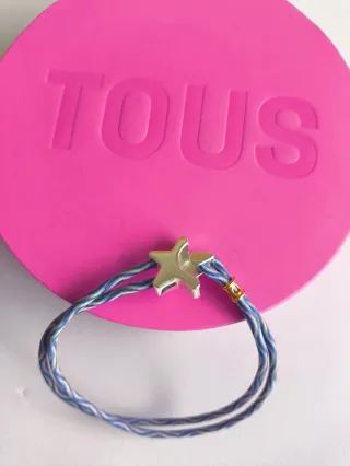 Pulsera TOUS estrella plata y cordon de goma azul