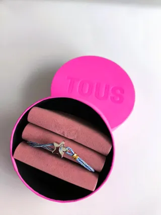 Pulsera TOUS estrella plata y cordon de goma azul