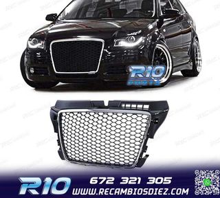 PARRILLA AUDI A3 8P 08-12 LOOK RS3 NEGRO CROMO
