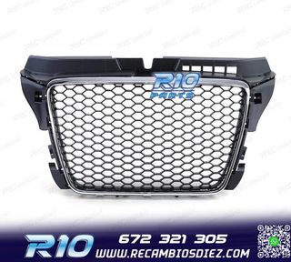 PARRILLA AUDI A3 8P 08-12 LOOK RS3 NEGRO CROMO