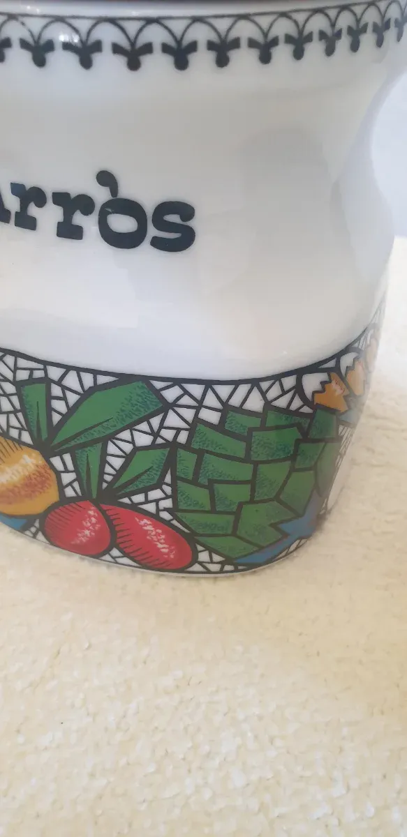 Juego Botes Cocina Madera Cerámica Frutas