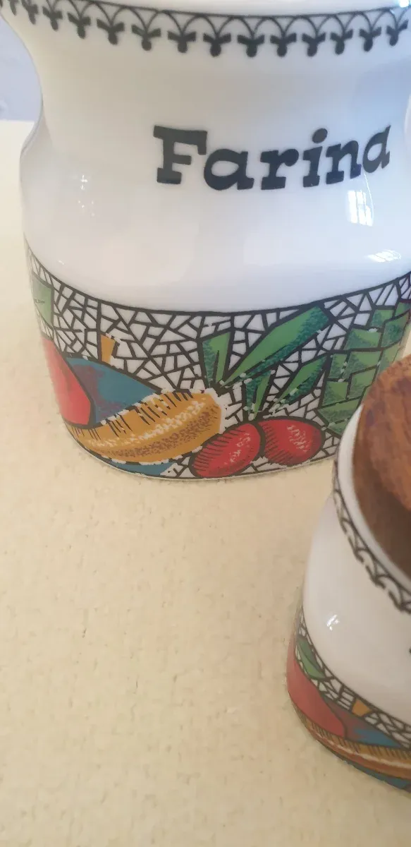 Juego Botes Cocina Madera Cerámica Frutas