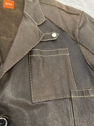 Giacca pelle Hugo Boss donna marrone